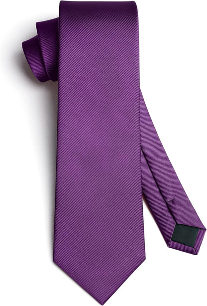 Mens Ties Solid Color Ties for Men Formal Necktie with Pocket Square Set Satin Silk Neck Tie Handkerchiefs Set