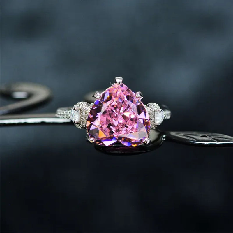 Heart-shaped Diamond Ring Exquisite 18k Gold Plating 925 Sterling Silver Romantic Diamond Wedding Ring