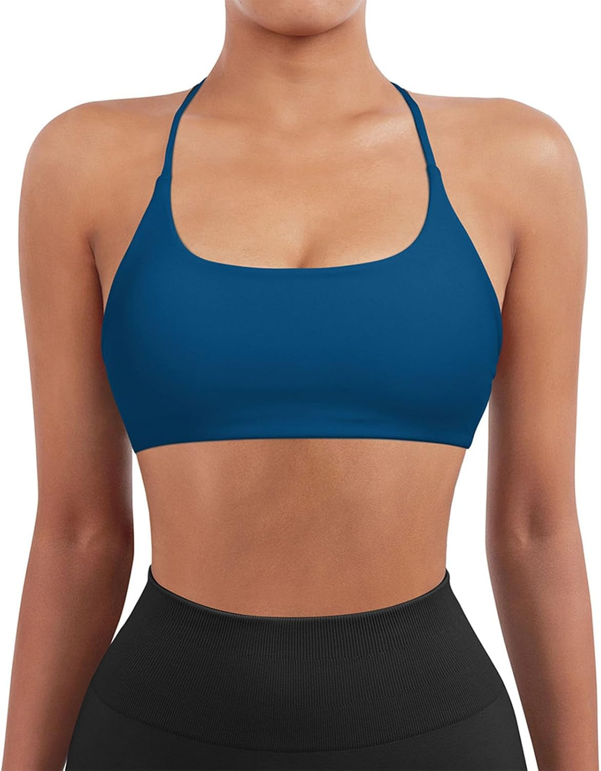 Women 2 Piece Open Back Sports Bra Pack Strappy Workout Gym Yoga Crops