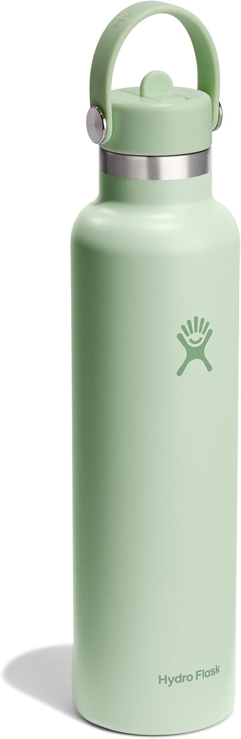 24 Oz Stainless Steel Standard Mouth Water Bottle with Flex Straw Cap and Double-Wall Vacuum Insulation