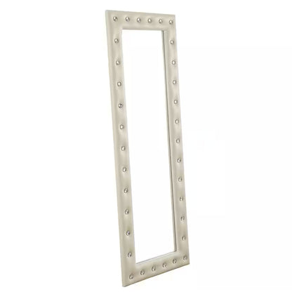 Beige 22 In. W X 63 In. H Modern Crystal Tufted Rectangle Framed Leaning Mirror