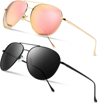 Women's Lightweight Oversized Aviator Sunglasses - Mirrored Polarized Lens