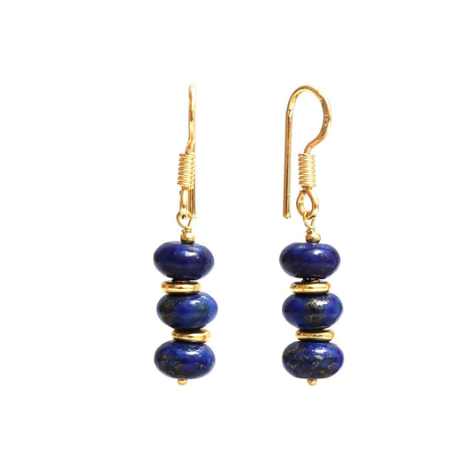 Gempires Lapis Lazuli Earrings in Gold Plated Dangle Style - Healing Gemstone Jewelry for Women (Lapis Lazuli)