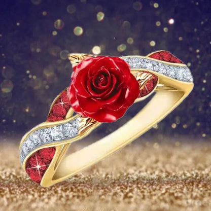 Elegant Fashion Women's Creative Rose Ring Infinite Ring Cross Ring Luxury Couple Diamond Jewelry Engagement Rings for Women Bridal Anniversary Gift Romantic Valentine's Day Size 5-11