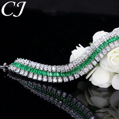 CANDICE Sparkling Wedding Bangle Jewelry Design Luxury Cubic Zirconia White Gold Plated Bridal Wide Bracelet For Women