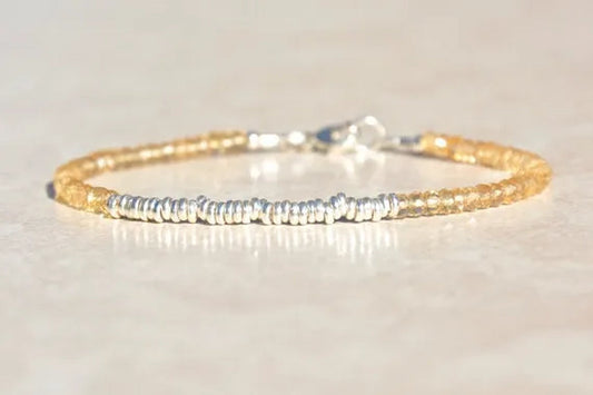 Citrine Bracelet Yellow Beaded Bracelet Gemstone Bracelet