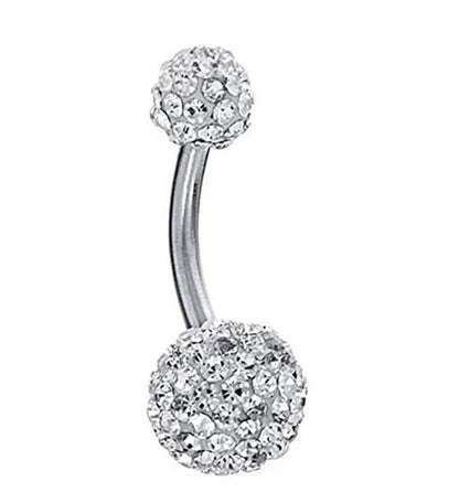 2016 Big Sale 8mm&5mm Crystal Disco Ball Imbue Diamond  316L medical steel material Stainless Steel Belly Button Navel Ring Body Piercing