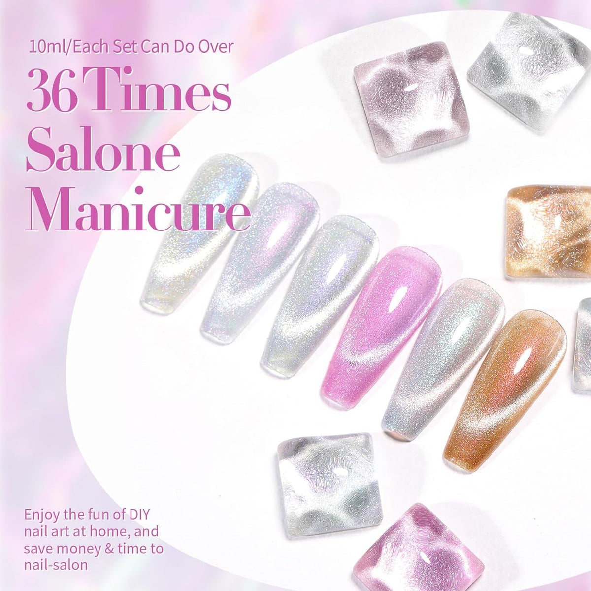 Cat Magnetic Gel Nail Polish Set Auroras 9D Cat Magnetic Eye Glitter Gel Polish Nail Art Manicure Collection Gift 6PCS