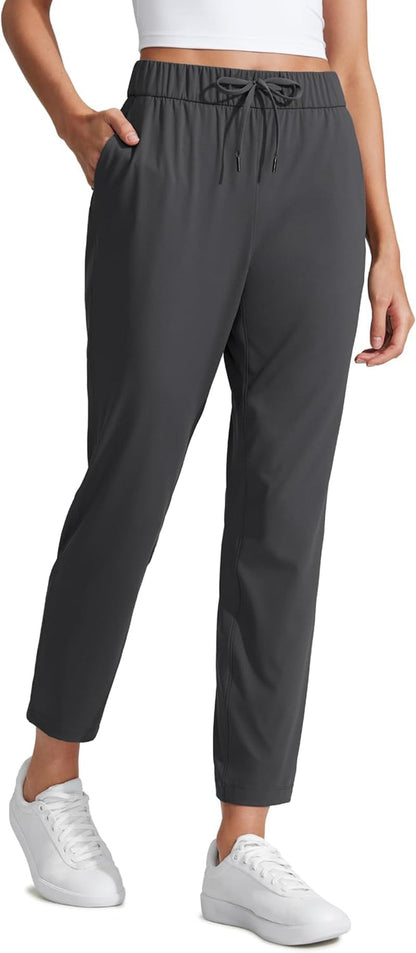 Womens 4-Way Stretch Ankle Golf Pants 7/8 Casual Dress Work Athletic Travel Workout Sweatpants with Pockets