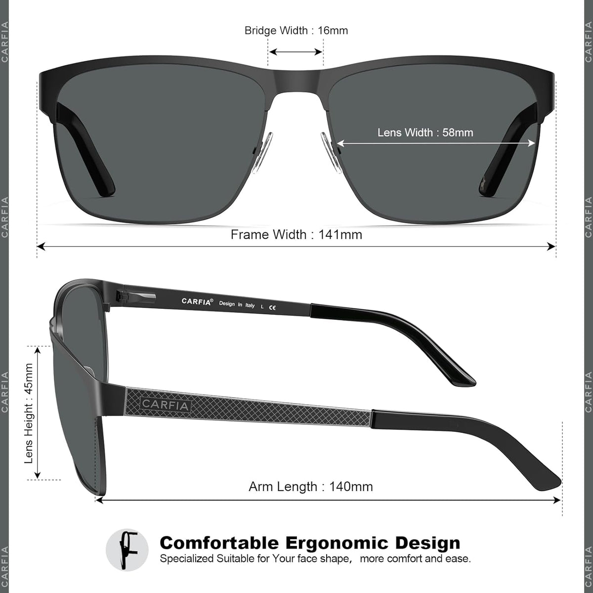 Metal Mens Sunglasses Polarized UV400 Protection for Driving Fishing Hiking Golf Everyday Use CA5225