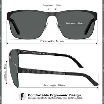 Metal Mens Sunglasses Polarized UV400 Protection for Driving Fishing Hiking Golf Everyday Use CA5225