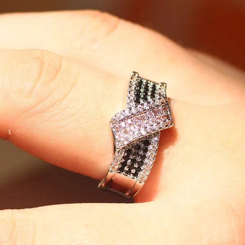 Elegant  Silver Pink Sapphire and Black Sapphire Natural Stone Birthstone Gemstones Engagement Wedding Anniversary Bride Women Square Ring Size 6 7 8 9 10