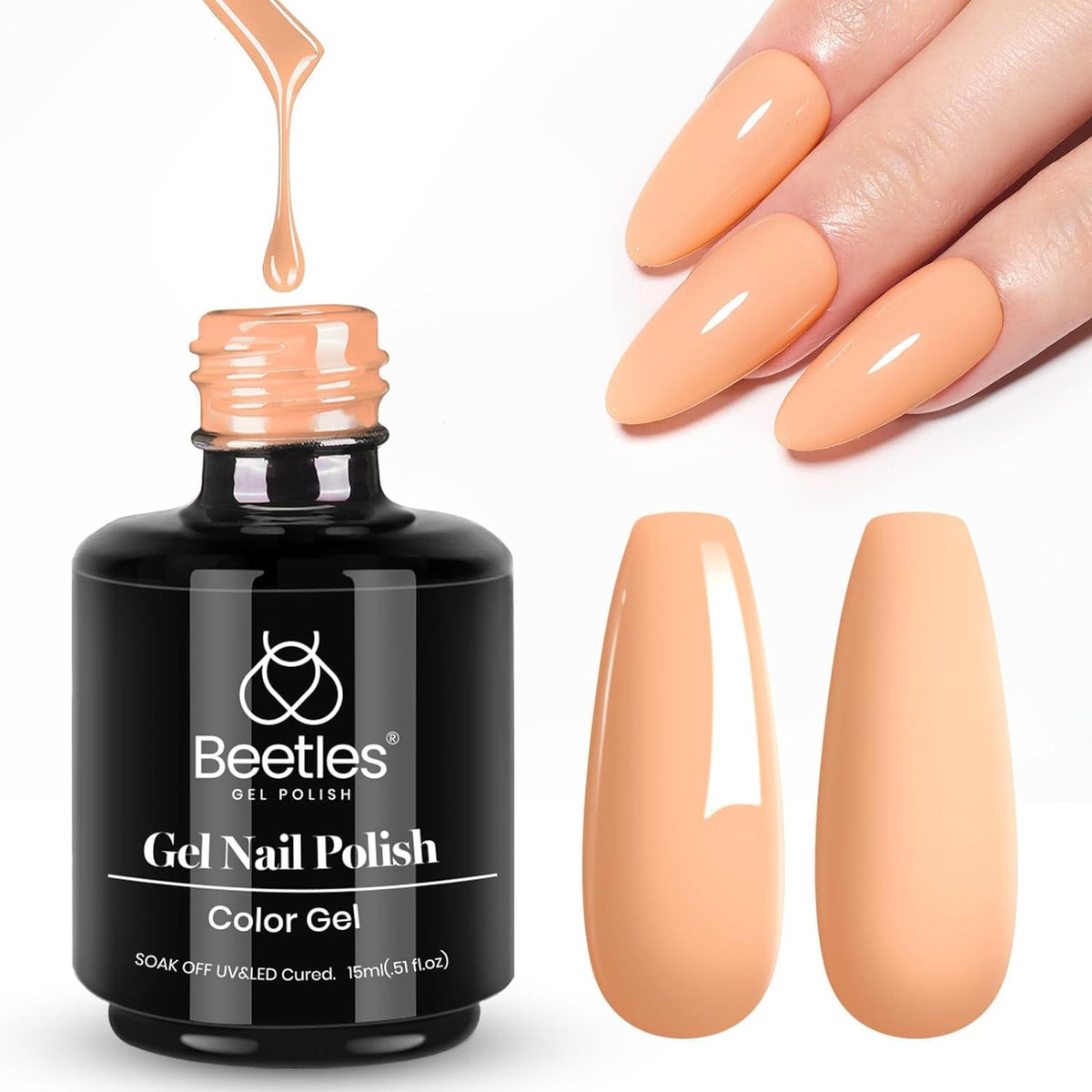 beetles Gel Nail Polish, 1Pcs 0.5Oz 15ml Sheer Pink Gel Polish,Light Nude Nail Gel Neutral Soak off Uv Led Lamp Needed Manicure for Home Salon Nail Art DIY, Spring Gel for Girls, 2024 New Trend
