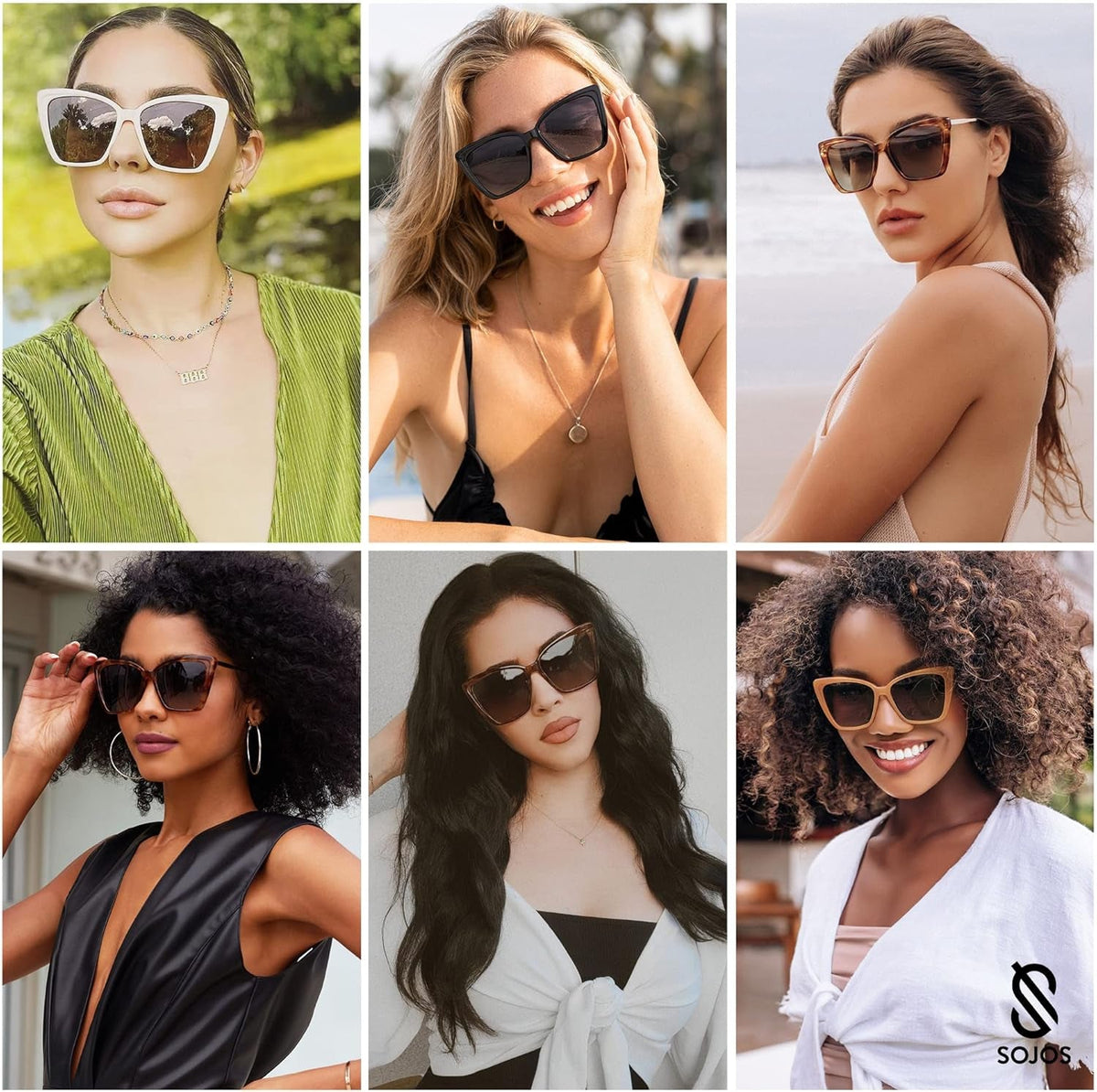 Trendy Polarized Sunglasses for Women Retro Womens Oversized Square Cat Eye Sun Glasses UV Protection SJ2206