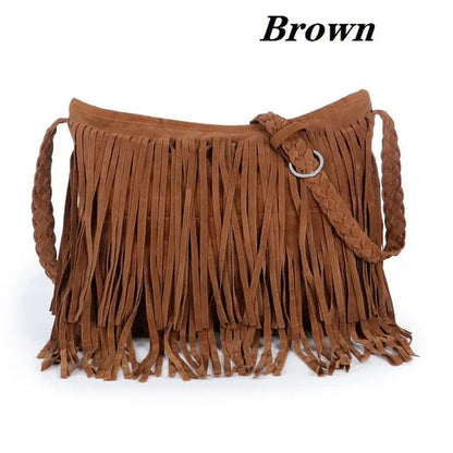 Womens Fashion Faux Suede Fringe Tassel Shoulder Bag Beach Handbags Messenger Bag（6 Colors）