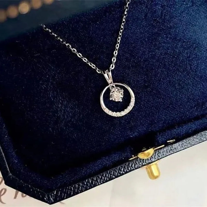 Elegant 4 Claws Round Cut 2.0CT Diamond Round Pendant Necklace for Women Proposal Party Jewelry Rose Gold Plated Moissanite Necklace