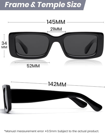Rectangle Sunglasses Men Tinted Polarized Big Square Retro 90S Vintage Y2K Glasses for Women UV Protection
