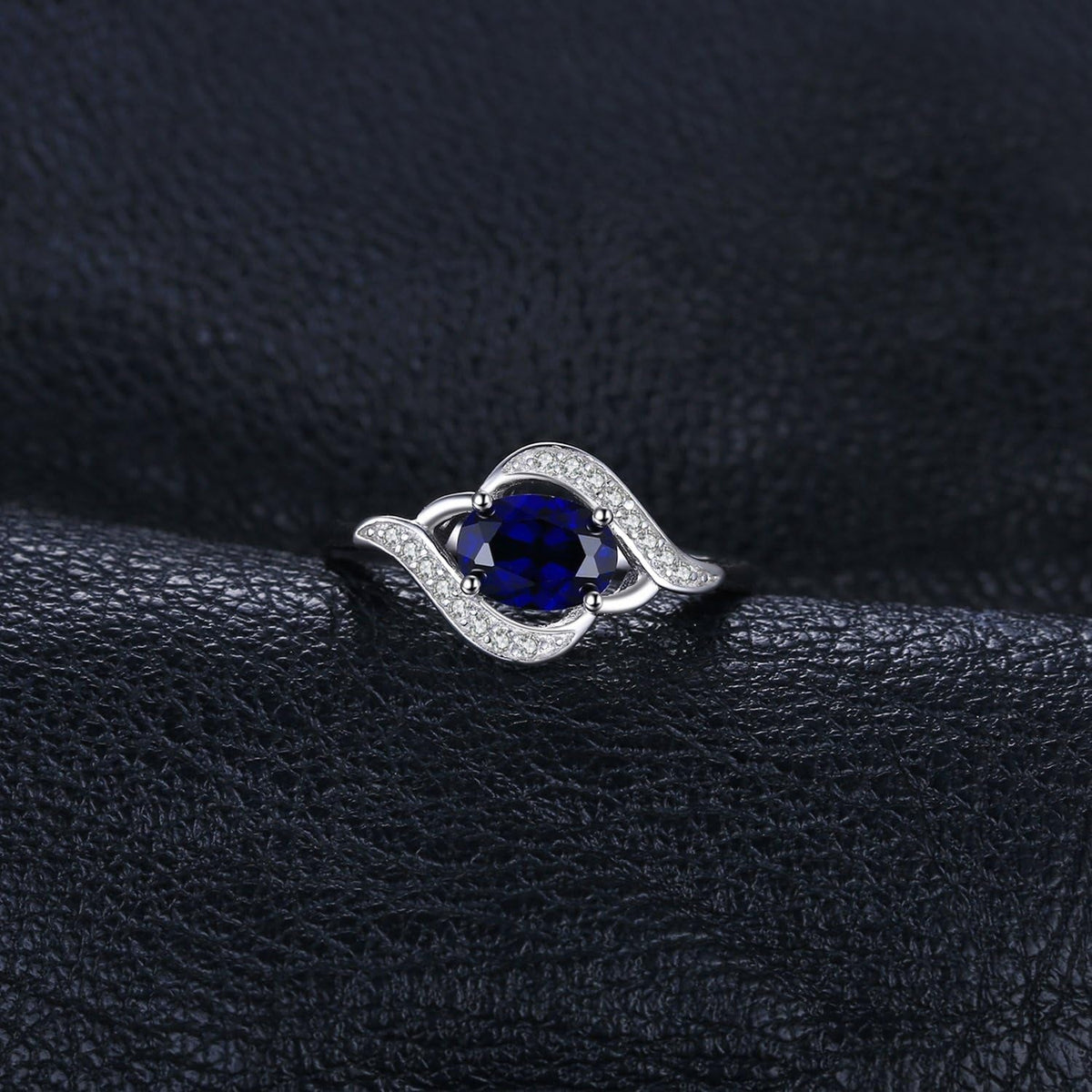 1Ct Oval Created Blue Sapphire Rings for Women, 14K White Yellow Rose Gold Plated 925 Sterling Silver Ring for Girl, Fashion Gemstone Jewelry Sets Promise Rings