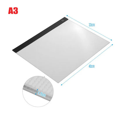 LED A3/A4/A5 Graphic Tablet Light Pad Digital Tablet Copyboard with 3-level Adjustable Brightness for Tracing Drawing Copying Viewing DIY Art Craft Diamond Painting Supplies