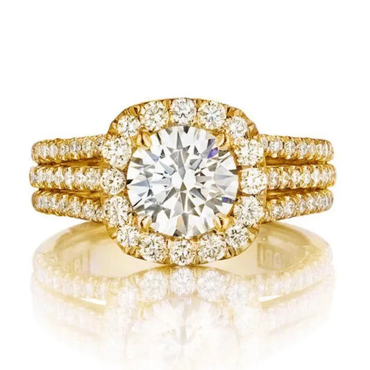 Women Wedding Diamond Ring 18K Gold Micro Pave Diamond Rings for Engagement Ring Jewelry