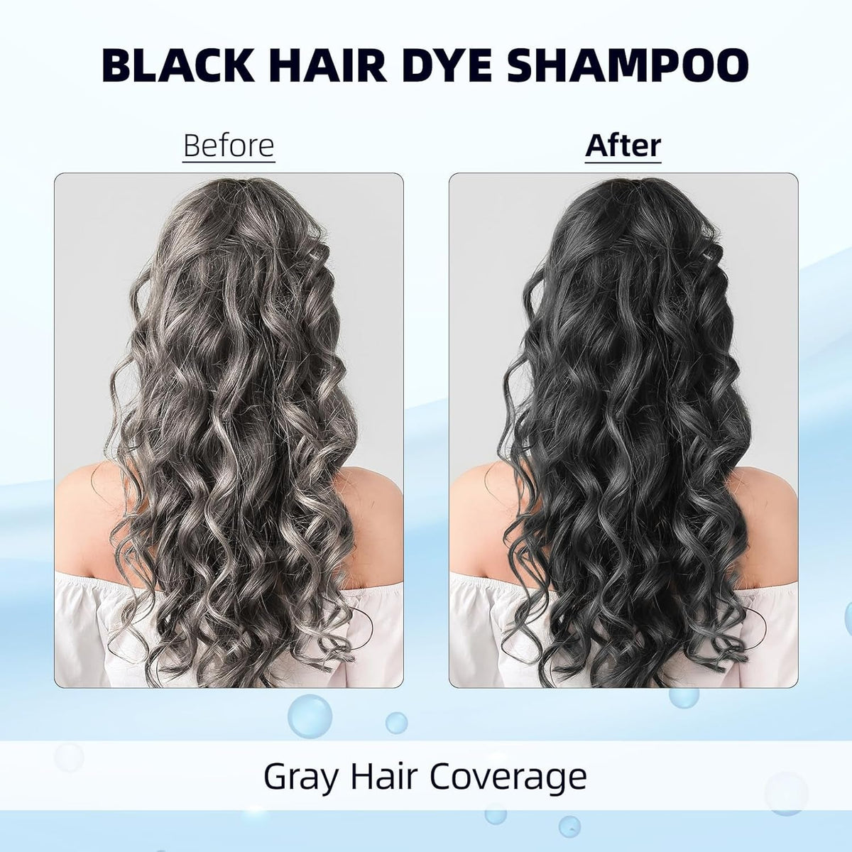 Black Hair Dye Shampoo 3 in 1 Hair Color Shampoo for Women & Men for Gray Hair Coverage for Instant Herbal Natural Champu Para Canas Mujer