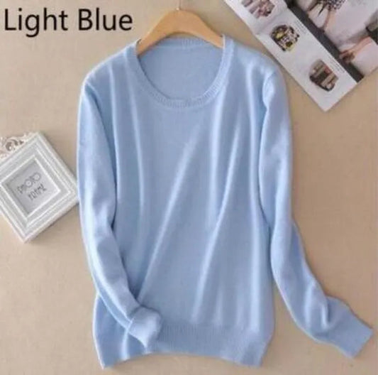 18 Colors Wool Pure Cashmere Sweater Women Soft Pullovers O-Neck Pull Femme Long Sleeve Sweaters Pullovers