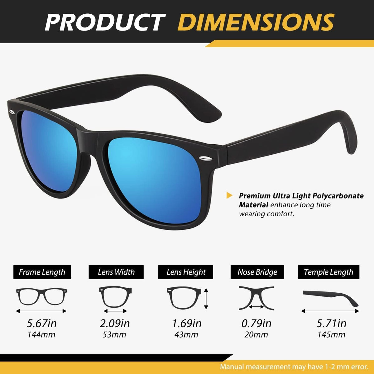Polarized Sunglasses for Men Driving Sun Glasses Shades 80'S Retro Style Design Square