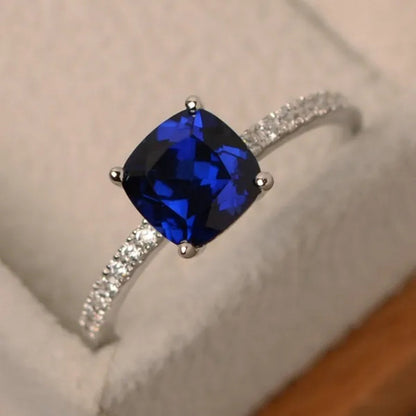 Luxuriant noble Sapphire /Peacock blue/Emerald /Aquamarine Ring  Silver Jewelry  Engagement ring