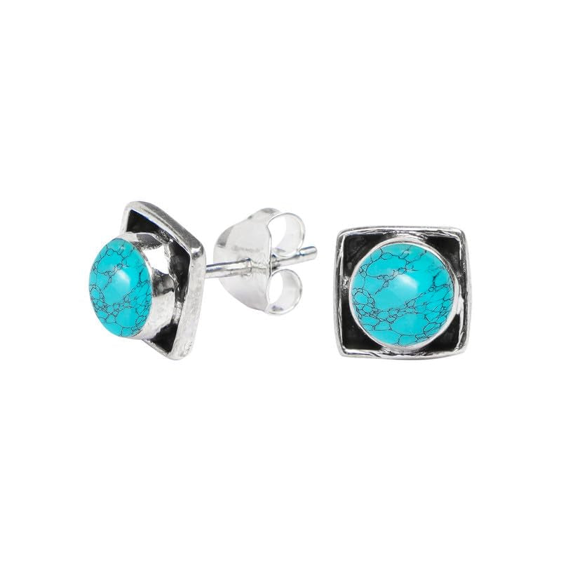 Labradorite Stone Stud Earring, 925 Sterling Silver Stud Earrings for Women Girls, Natural Gemstone Stud Earring, Round Stone Stud Earrings, Gift Jewelry for her