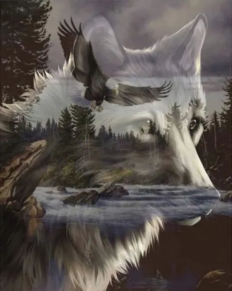 5D Diamond Painting Full Drill Kits for Adults, Wolf  DIY Diamond Embroidery Full Drill for Home Decor