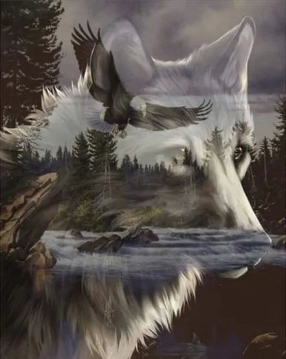 5D Diamond Painting Full Drill Kits for Adults, Wolf  DIY Diamond Embroidery Full Drill for Home Decor