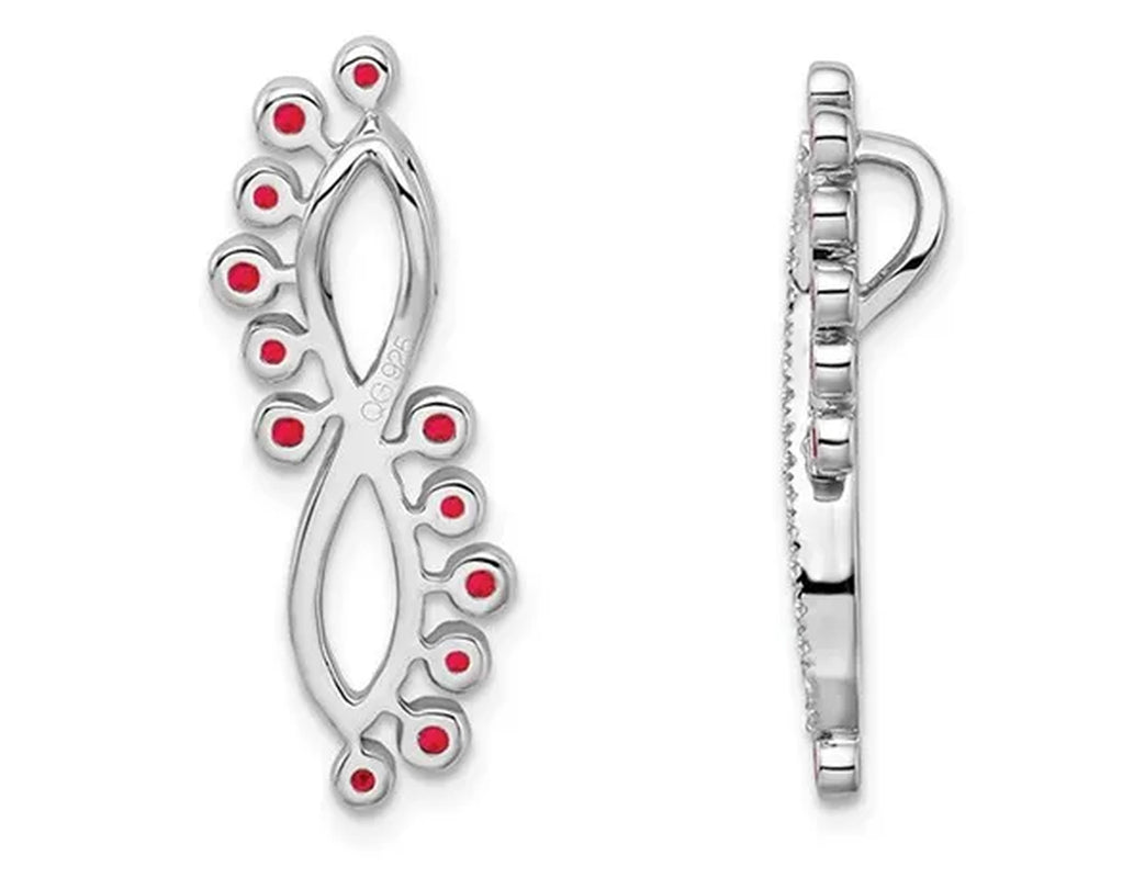 1/6 Carat (ctw) Natural Ruby Pendant Necklace in 14K White Gold with Diamonds and Chain