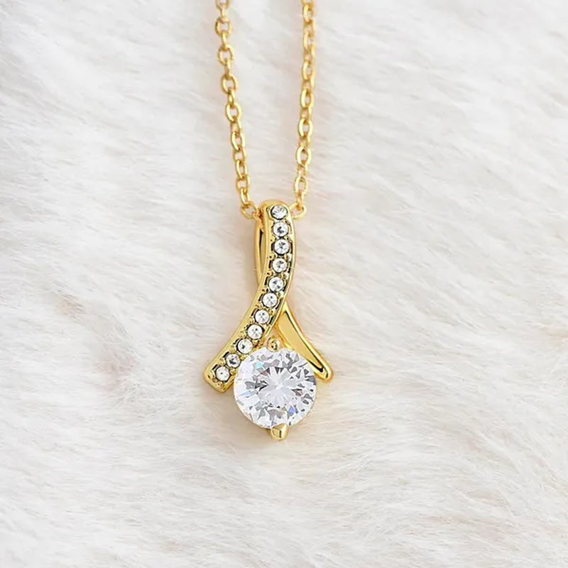 To My Mom Alluring Beauty Birthday Necklace, S925 Sterling Silver Cubic Zirconia Alluring Necklace