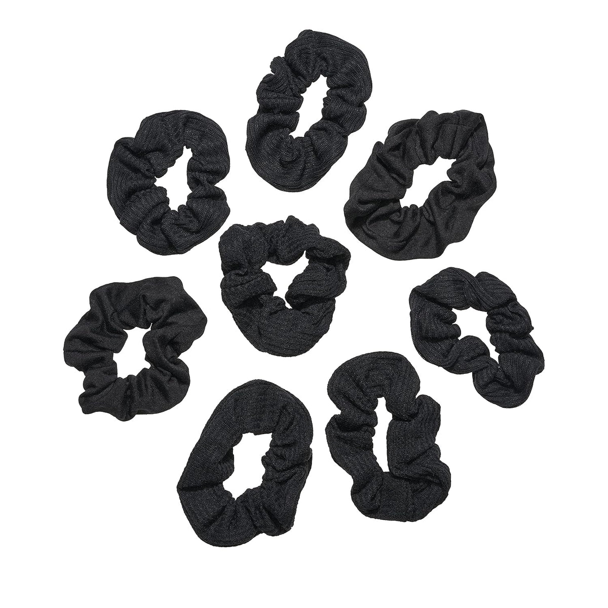 Ouchless Scrunchie, Black, 8 Count (Pack of 1)
