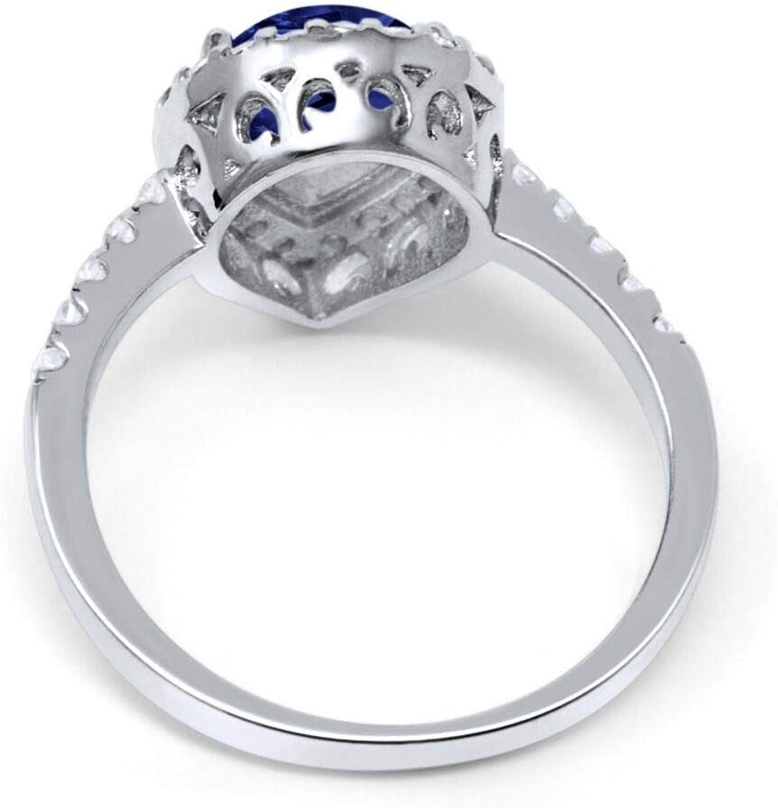 Halo Teardrop Bridal Filigree Ring Pear round Cubic Zirconia 925 Sterling Silver