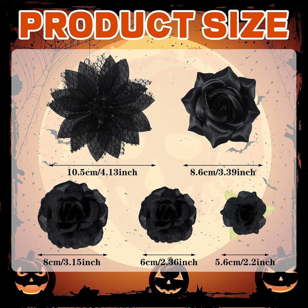 21 Pcs Flower Hair Clip Rose Hair Clips Barrettes for Women Flower Accessories Boho Bride Claw Clip Hairpin Brooch Pin Headpiece for Wedding(Black)