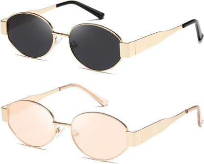 Oval Sunglasses Womens Men Retro Trendy Sun Glasses Classic Metal Shades K1653