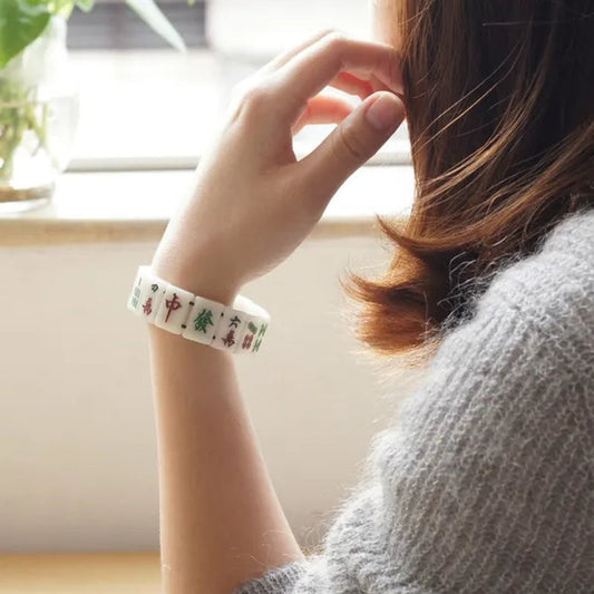 Creative Retro Chinese Style Mahjong Bangles Mah Jongg Bracelet for Men Women Gifts