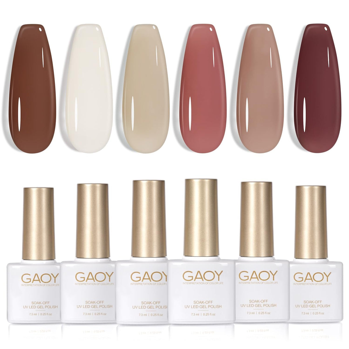 Jelly Milky White Gel Nail Polish Set, 6 Translucent Sheer Maroon UV Colors for Art Home DIY Manicure Kit