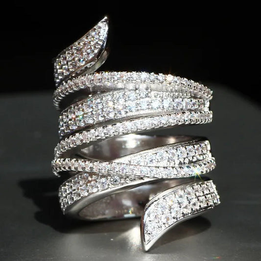 Luxurious  Silver Natural Gemstones White Sapphire Ring Wedding Birthstone Bride Flower Engagement Ellipse Leaves Ring Jewelry Size 6 7 8 9 10
