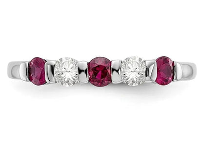 3/10 Carat (ctw) Natural Ruby Ring in 14K White Gold with Diamonds