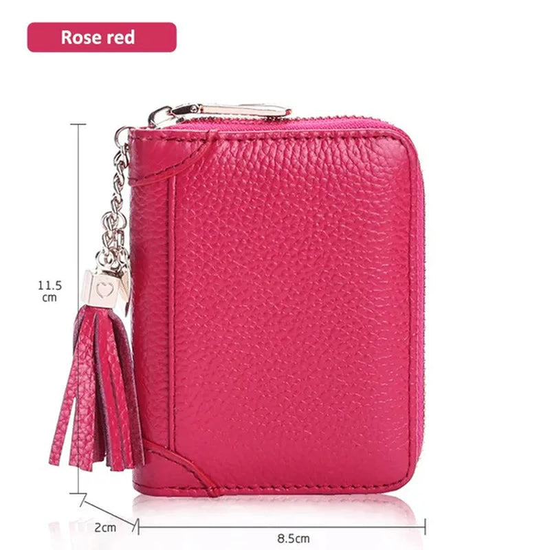 20/40/60bits Leather Multi-slots Zipper Card Holder Wallet With Tassel Heart Pedant