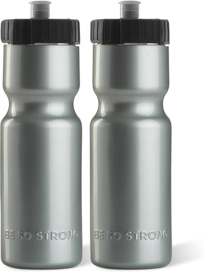 Sports Water Bottles – Reusable 22 Oz Bpa-Free Plastic Bottles with Pull Top Cap – Made in USA – Top Rack Dishwasher Safe – Fits Most Bike Cages Brand