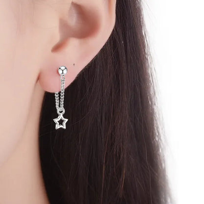 925 Sterling Silver Exquisite Star Dangle Earrings for Women Punk Drop Earrings for Women Sterling Silver Jewelry