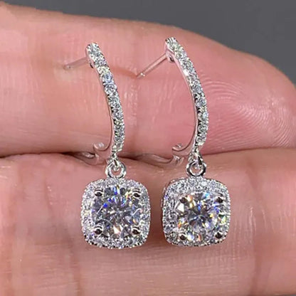 Luxury Elegant Lady Exquisite Cubic Zirconia Crystal Dangle Drop Earrings for Women Engagement Bridal Wedding Earrings Party Jewelry