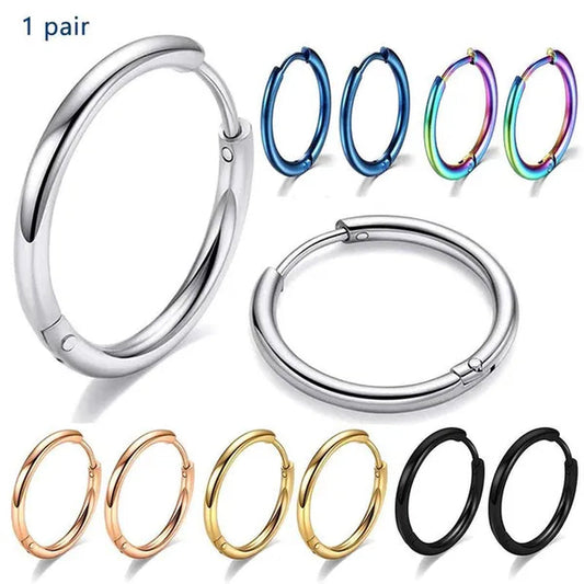8Mm to 25Mm Unisex Stainless Steel Hoop Earring，Stainless Steel Ear Hoops Punk Style Ear Cartilage Hoop Earrings for Men and Women