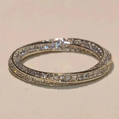 Fashion Woman Ring Dainty 925 Sterling Silver Stackable Jewelry Natural White Sapphire Diamond Band Elegant Bride Engagement Party Wedding Accessories Anniversary Gift Gemstone Rings Size 4-12 Bague Femme