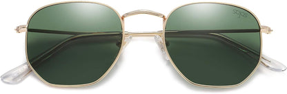 Square Polarized Sunglasses for Women Men Small Hexagonal Polygon Mirrored Lens SJ1072