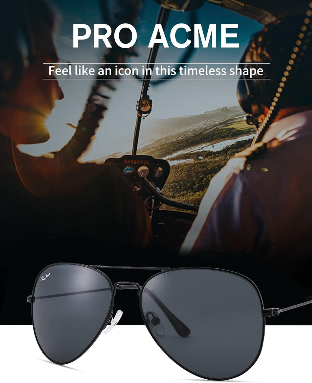 Classic Aviator Sunglasses for Men Women 100% Real Glass Lens