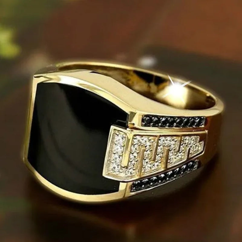 Business Men's Fashion Jewelry   Natural White Sapphire Black Diamond Ring Luxury Men's Engagement Wedding Ring Anniversary Business Banquet Party Jewelry Size US6-14